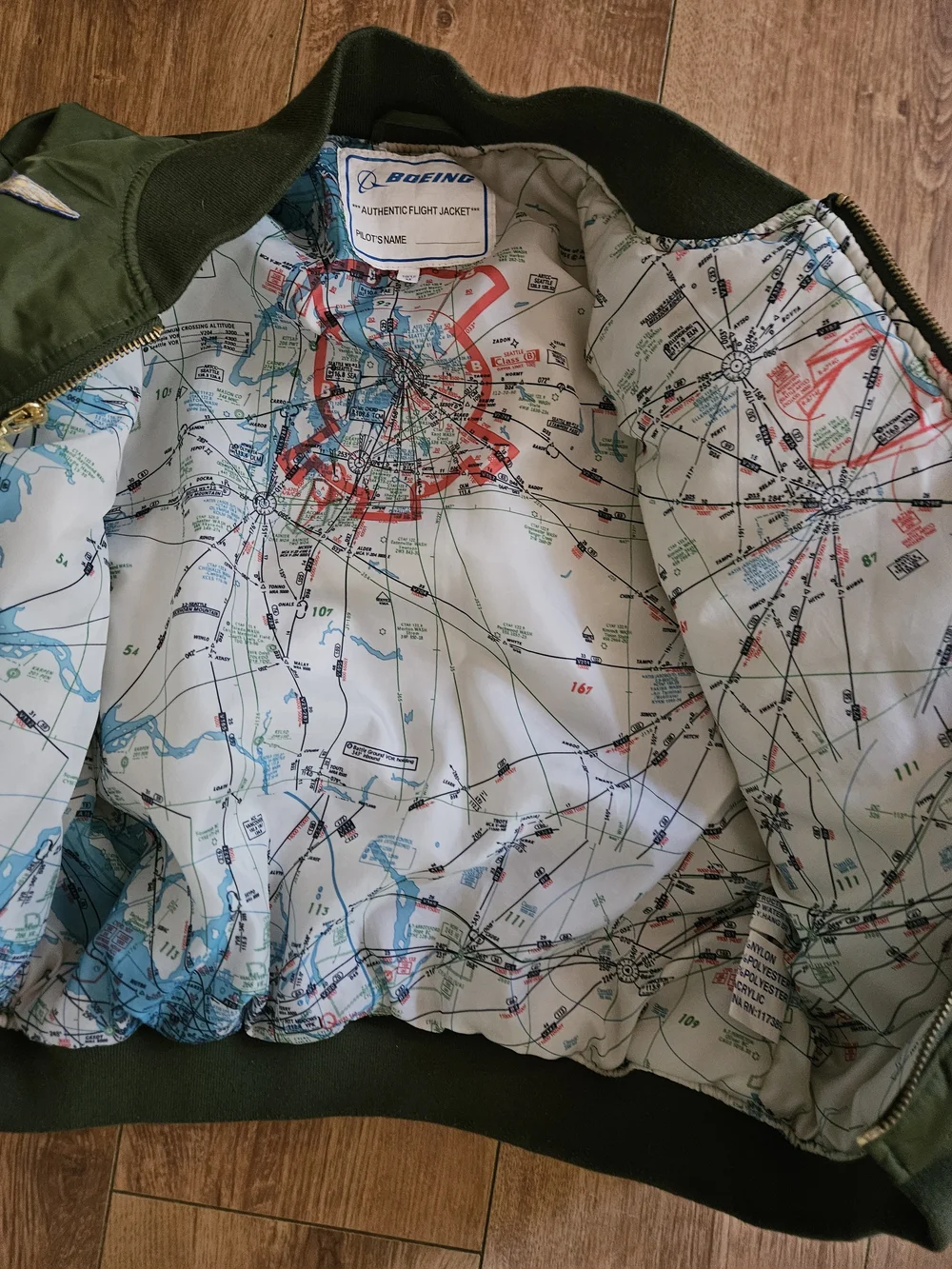 Olive Green BOEING Boys M 10/12 Bomber Jacket with Aviation Patches
